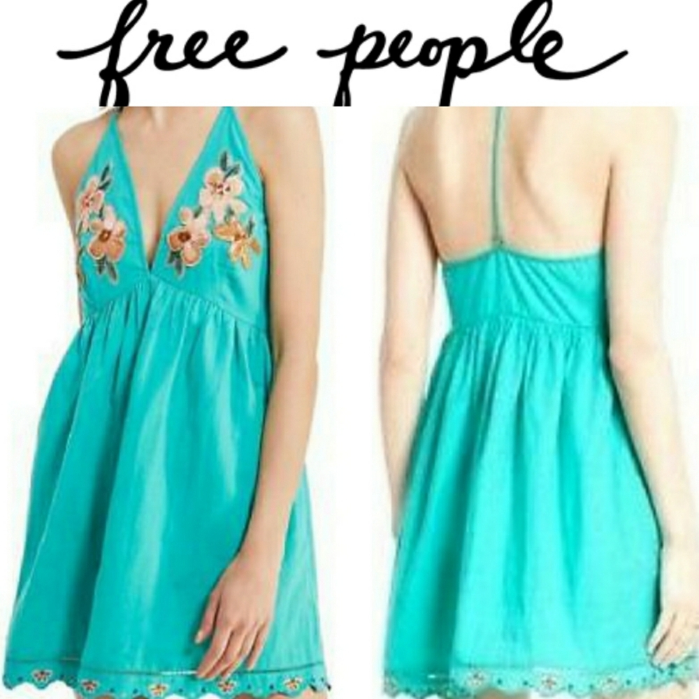 Free people love and flowers halter T back dress S